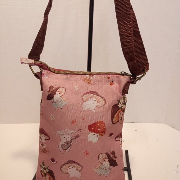 2023 FAIRY DROP ART Merry Mushrooms Print Nylon Crossbody Bag - Picture 6 of 13